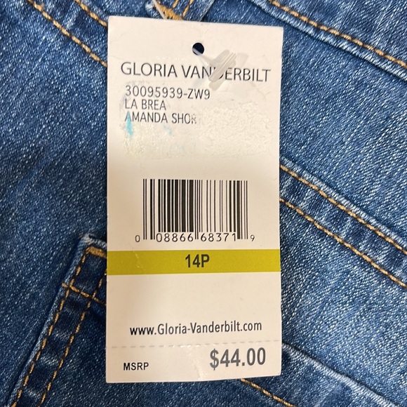 NWT! GLORIA VANDERBILT AMANDA CLASSIC RISE SHORTS LADIES SIZE 14 PETITE - Picture 7 of 7